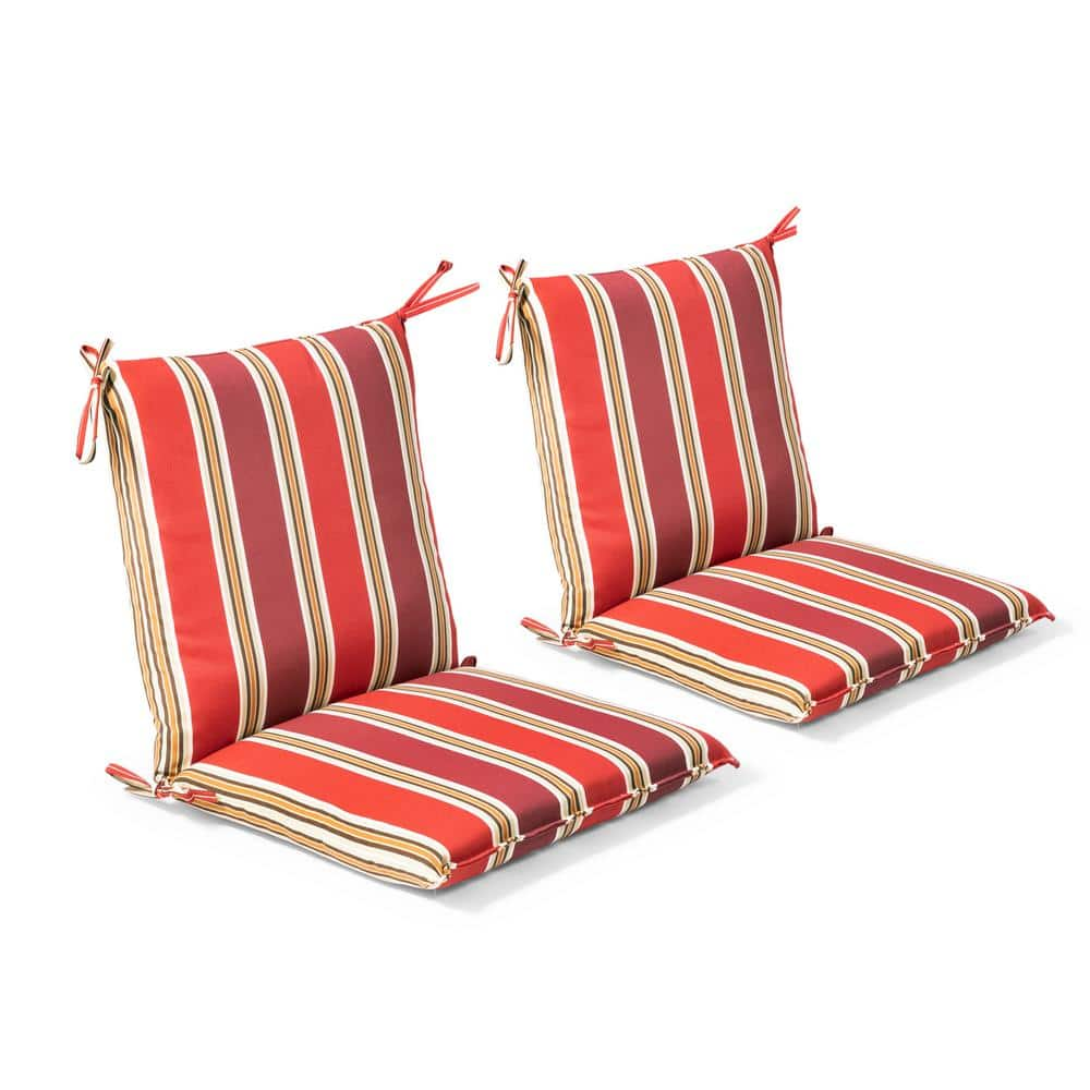 hampton bay universal chili stripe outdoor dining chair cushion