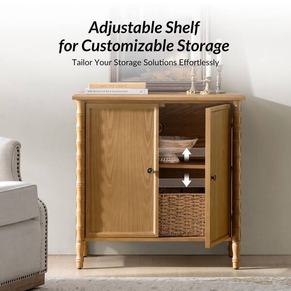 JAYDEN CREATION Fay Oak Transitional 32.2 in. 2-Door Cabinet with