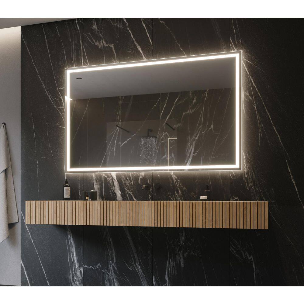 70 in. W x 45 in. H Rectangular Frameless Wall Mounted Bathroom Vanity Mirr