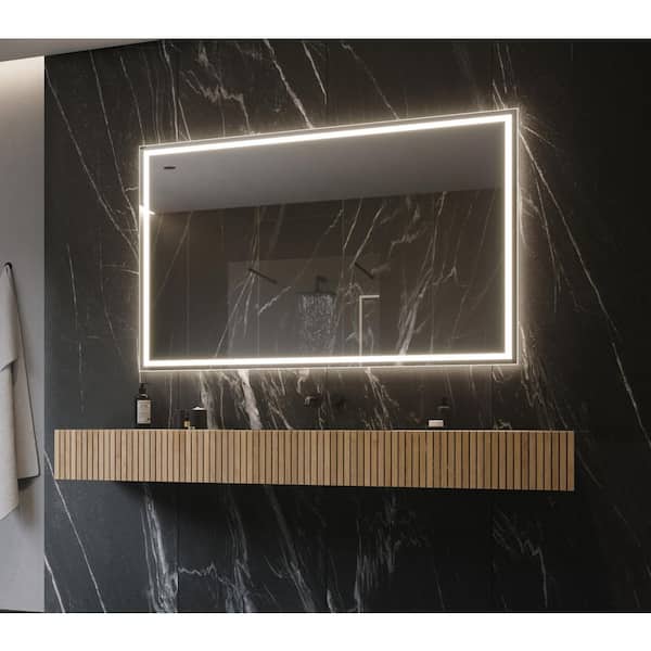 Unbranded 70 in. W x 45 in. H Rectangular Frameless Wall Mounted Bathroom Vanity Mirror 6000K LED