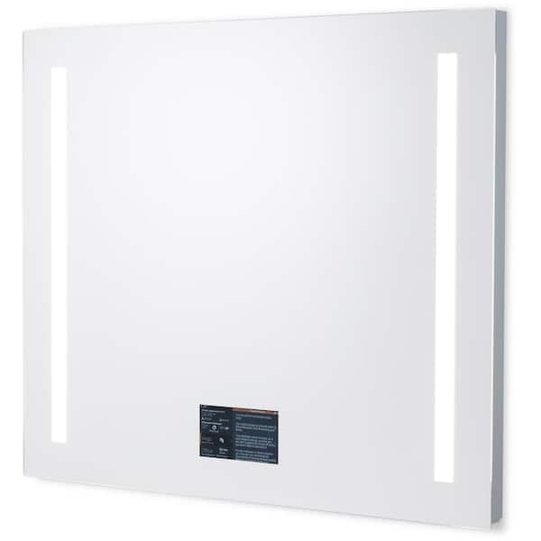 ad notam Smart 36 in. W x 30 in. H Frameless Rectangular LED Light Bathroom Vanity Mirror in Silver/Neutral