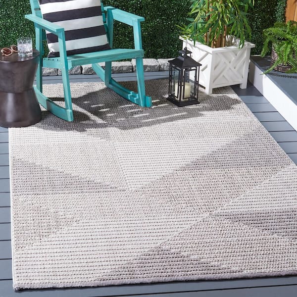 Global 7 ft. x 7 ft. Light Gray/Gray Abstract Geometric Square Area Rug