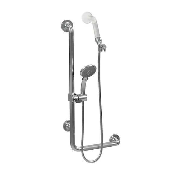 PULSE Showerspas ErgoSlideBar Left 5-Spray Wall Bar Shower Kit In Polished Stainless Steel