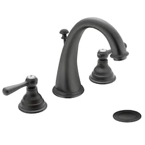 Kingsley 8 in. Widespread 2-Handle High-Arc Bathroom Faucet Trim Kit in Wrought Iron (Valve Not Included)