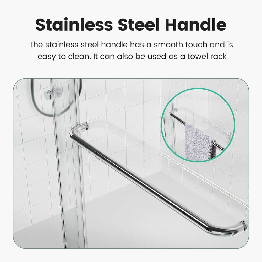 Chrome Semi-Frameless Double Sliding Shower Door with Clear Glass