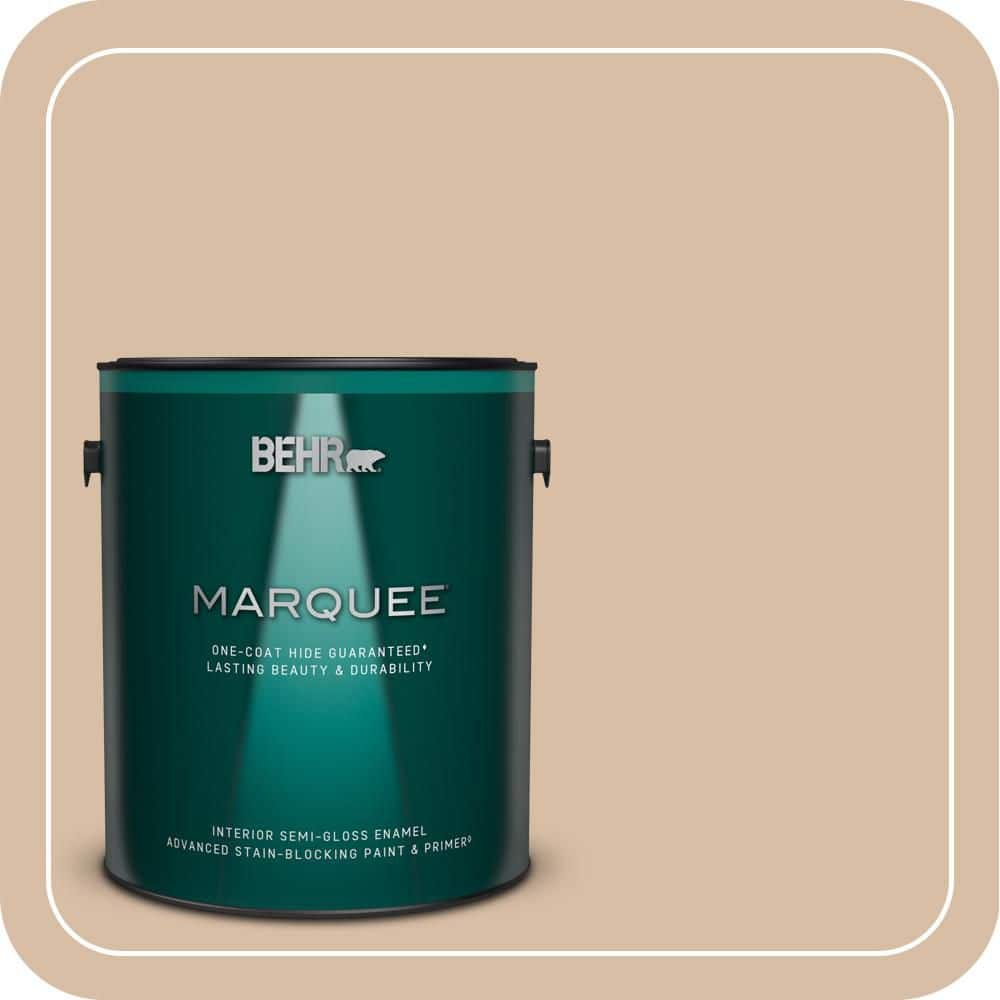 BEHR MARQUEE 1 gal. #PPH-15 Nut Flavor One-Coat Hide Semi-Gloss Enamel ...