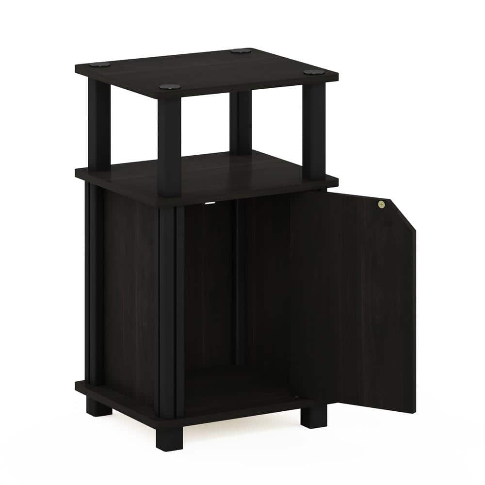 Espresso Black Square End Table with Storage and Rounded Edges