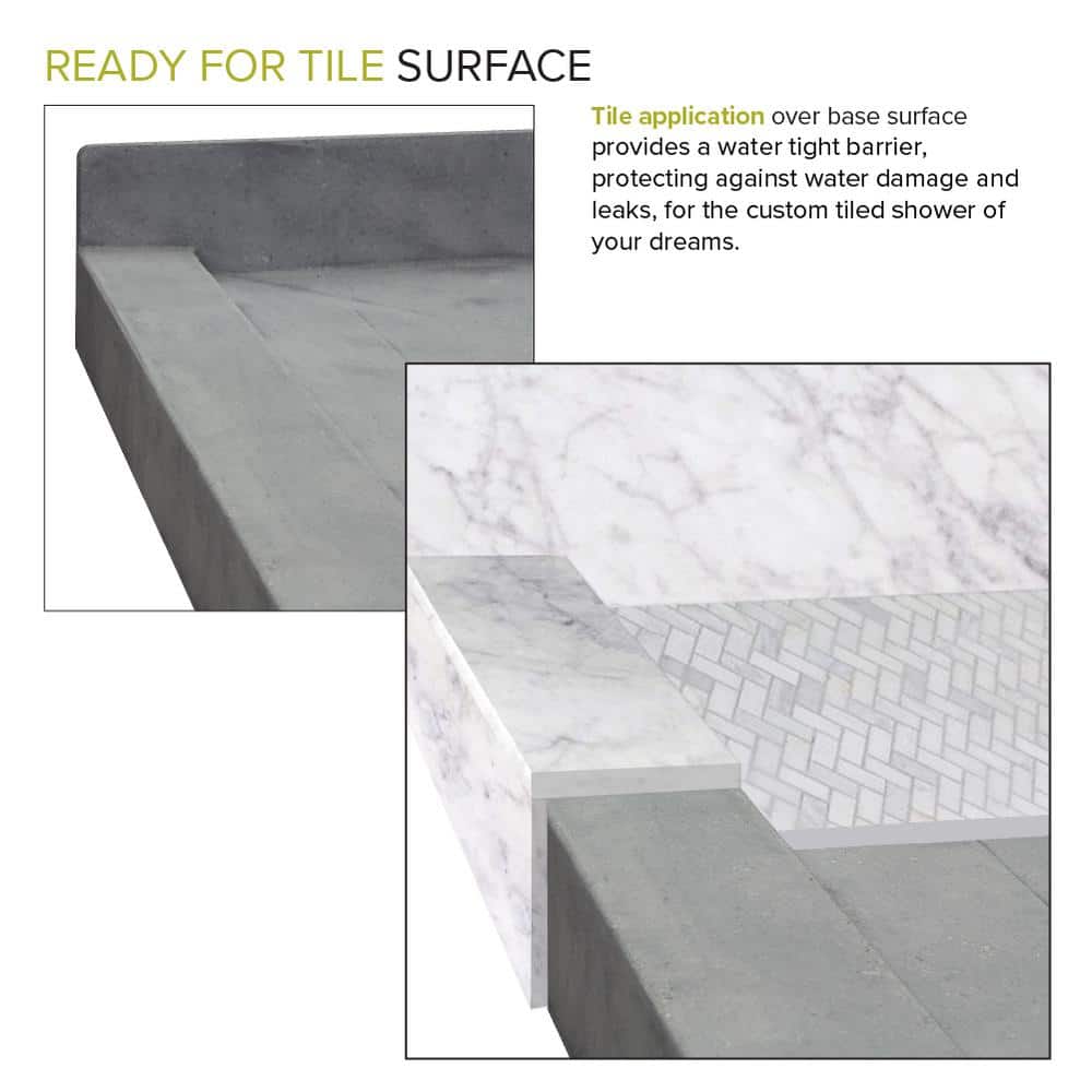 Transolid Dark Grey 60" x 32" Ready to Tile Shower Base with Center Drain