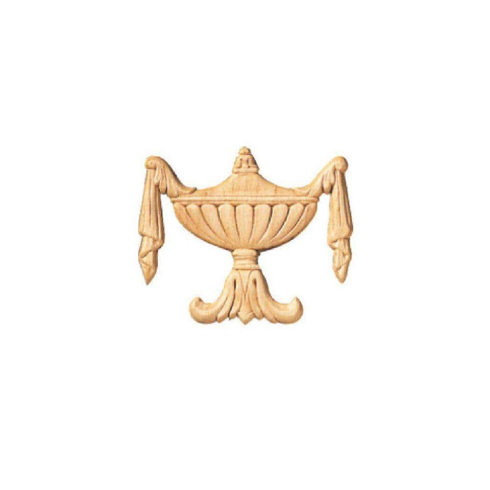 Ornamental Mouldings 3088PK 7/32 in. x 4-3/4 in. x 4 in. Birch Urn Onlay Ornament Moulding