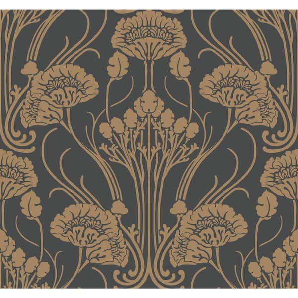 York Wallcoverings Black Nouveau Damask Wallpaper, 27-in by 27-ft