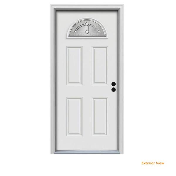 JELD-WEN 32 in. x 80 in. Fan Lite Passage Primed Steel Prehung