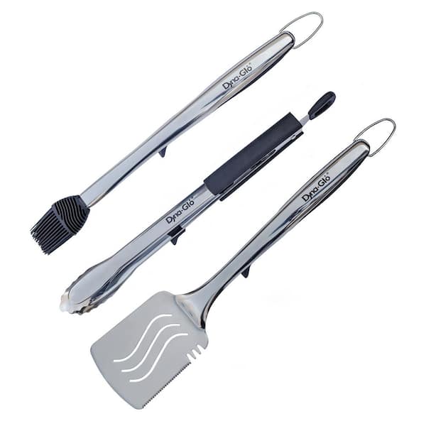 Luxury Stainless Steel Rosewood Grill Tool Set (3-Piece)