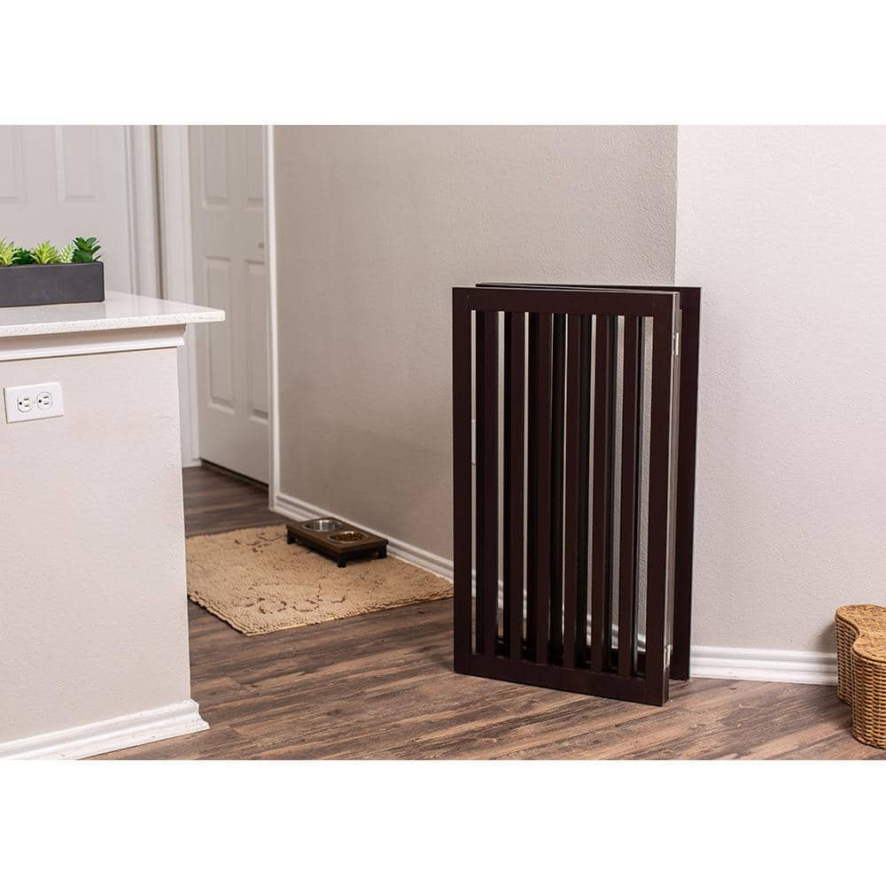 Espresso Solid Wood Freestanding Pet Gate, 36" Height