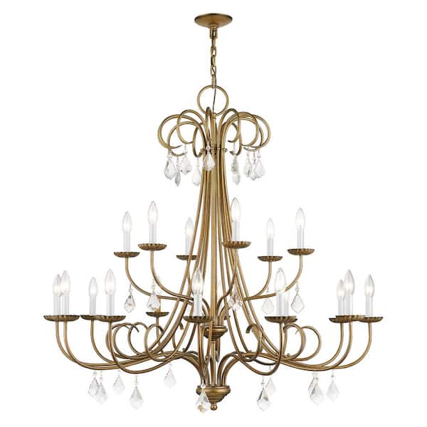SHIRLINGTON 18 Light Gold Crystal Round Chandelier for Living Room with No Bulbs Included
