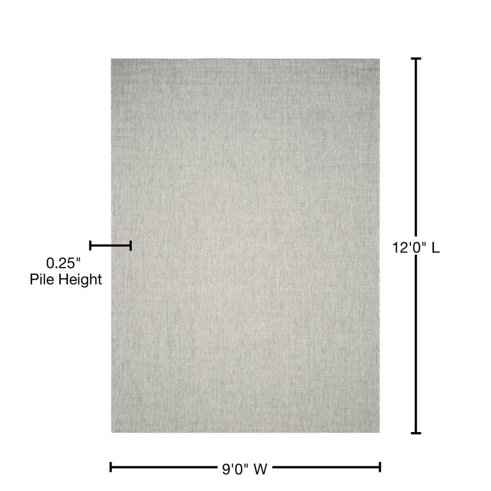 Modern Easy-Care 9' x 12' Gray and Turquoise Synthetic Area Rug