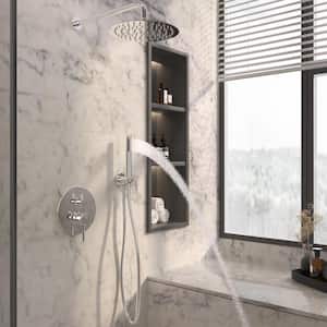 Single Handle 1-Spray Rain Wall Moinut Round 10 in. Shower Faucet Head 1.8 GPM with Handheld in Chrome