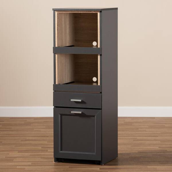 Baxton Studio Fabian Dark Grey and Oak Brown Finished Kitchen Cabinet Baxton Studio Fabian Dark Grey and Oak Brown Finished Kitchen Cabinet