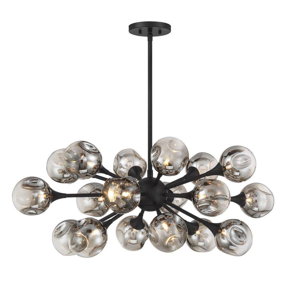 Matisse 18-Light Matte Black Mid-Century Modern Contemporary Sputnik Chandelier with Gray Plated Glass Shades price history on PriceWatchPro