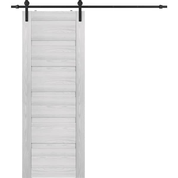 Belldinni Louver 18 in. x 79.375 in. Ribeira Ash Wood Composite Sliding Barn Door with Hardware Kit