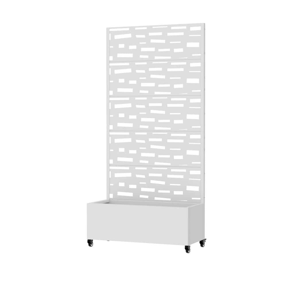 72 in. H x 35 in. W White Outdoor Galvanized Steel Privacy Screen Planter Box Trellis with Detachable Wheels price history on PriceWatchPro