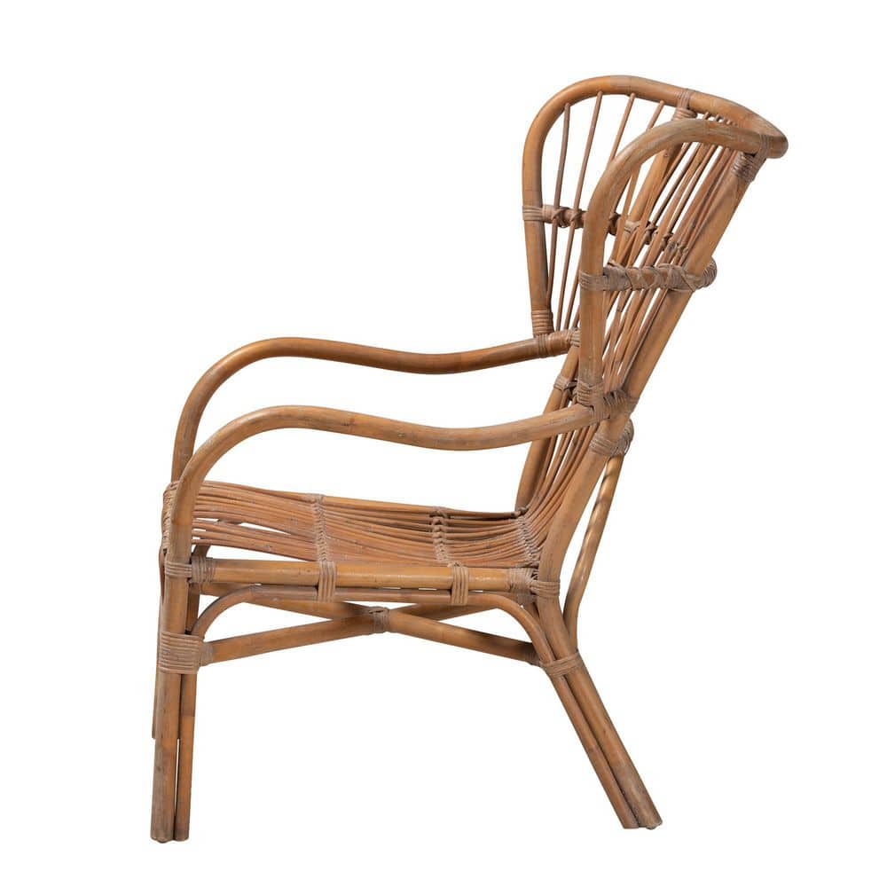 Lamaria Natural Handcrafted Leather and Rattan Armchair