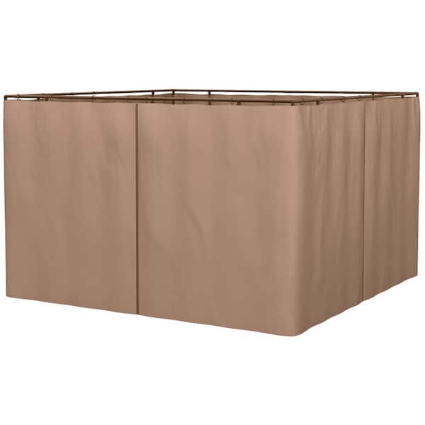 Zeus & Ruta 10 ft. x 10 ft. Brown Universal Gazebo Sidewall Set with with Panels, Hooks and C-Rings for Pergolas and Cabanas