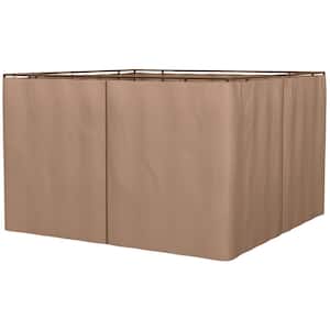 10 ft. x 10 ft. Brown Universal Gazebo Sidewall Set with with Panels, Hooks and C-Rings for Pergolas and Cabanas