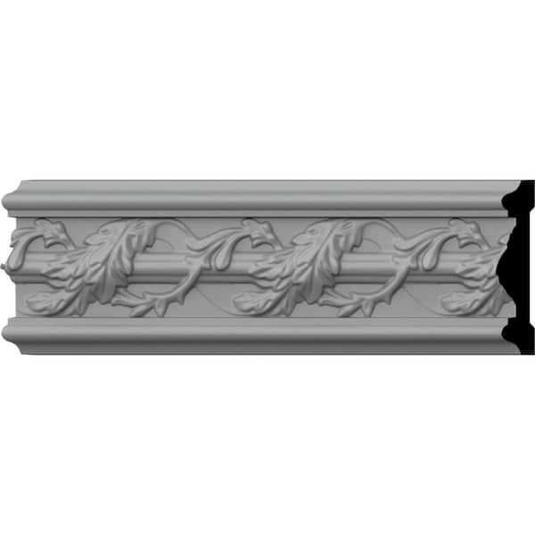 Ekena Millwork SAMPLE - 1 in. x 12 in. x 4-3/8 in. Urethane Southhampton Acanthus Leaf Chair Rail Moulding