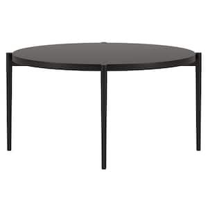 32 in. Black Round Metal Coffee Table