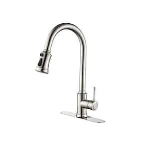 Single Hole Single Handle Single Handle Touch Kitchen Faucet Deck Mount with Pull Down Sprayer in Brushed Nickel