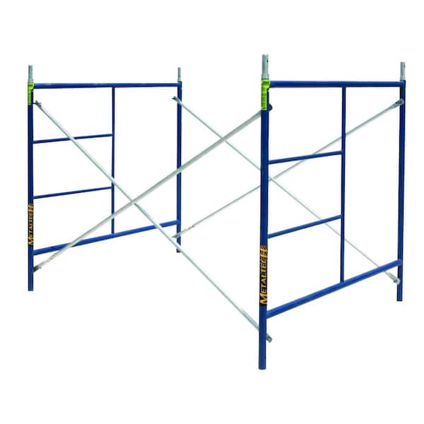 Saferstack Scaffold Section, 1-Story Scaffolding Frame Set with Galvanized Cross Braces, 5 ft. W x 7 ft. D x 5 ft. H