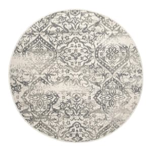 Vintage Freja 5 ft. x 5 ft. Gray Round Indoor Area Rug