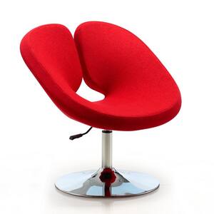 Perch Red and Polished Chrome Wool Blend Adjustable Chair