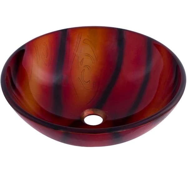 Novatto Autunno Glass Vessel Sink in Hand Painted Red