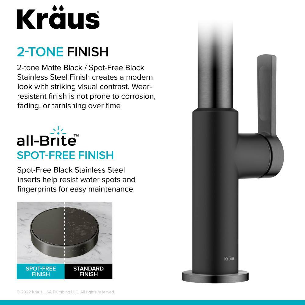 Matte Black Stainless Steel Pull-Down Kitchen Faucet with Spray