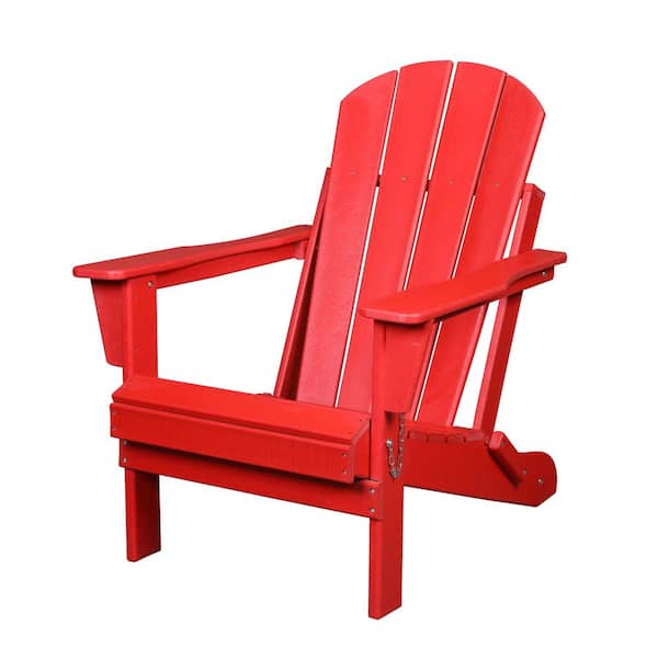 Classic Red Folding HDPE Adirondack Patio Chair (1-Pack)