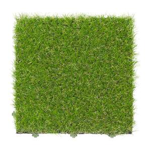 Evergreen Collection Waterproof Solid Grass 1x1 Indoor/Outdoor Artificial Grass Tile, 1 ft. x 1 ft., Green