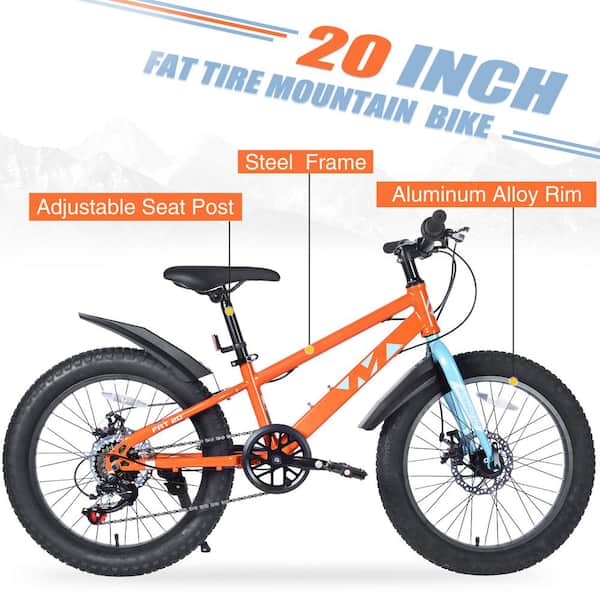 Zeus & Ruta 20 in. Orange Steel Kids Bicycles, Fat Tire