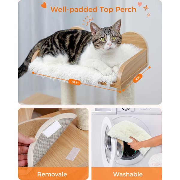 cenadinz 45.4 in. Wooden Luxury Cloudy Cat Tree for Medium cenadinz 45.4 in. Wooden Luxury Cloudy Cat Tree for Medium
