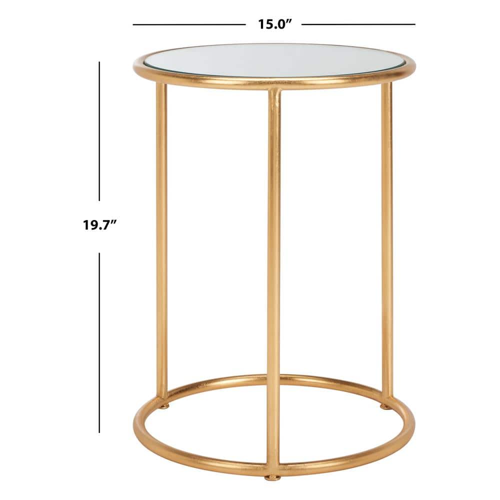 Tiny Gold and Mirrored Round Accent Table