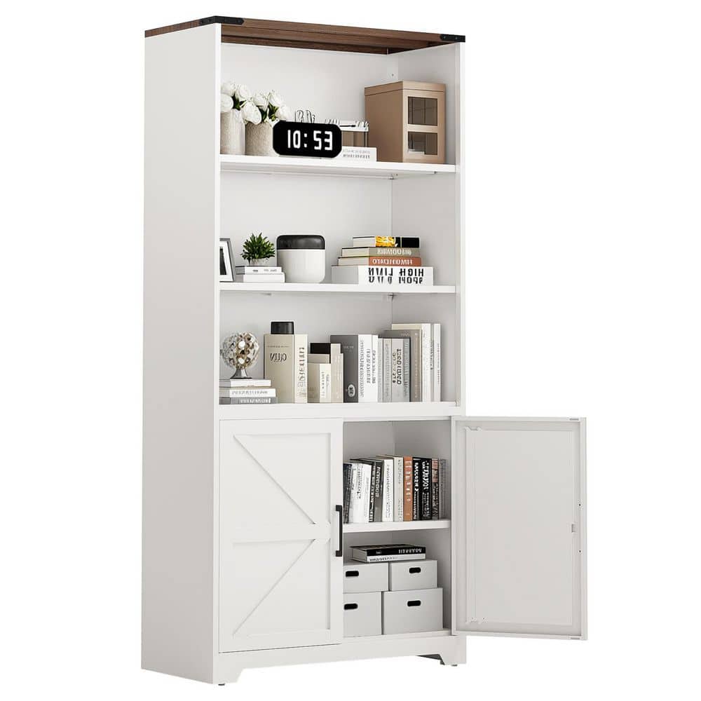 19.29 in. W x 72.05 in. H x 6.10 in. D 3-Shelf Steel Freestanding Cabinet in White with Barn Door price history on PriceWatchPro