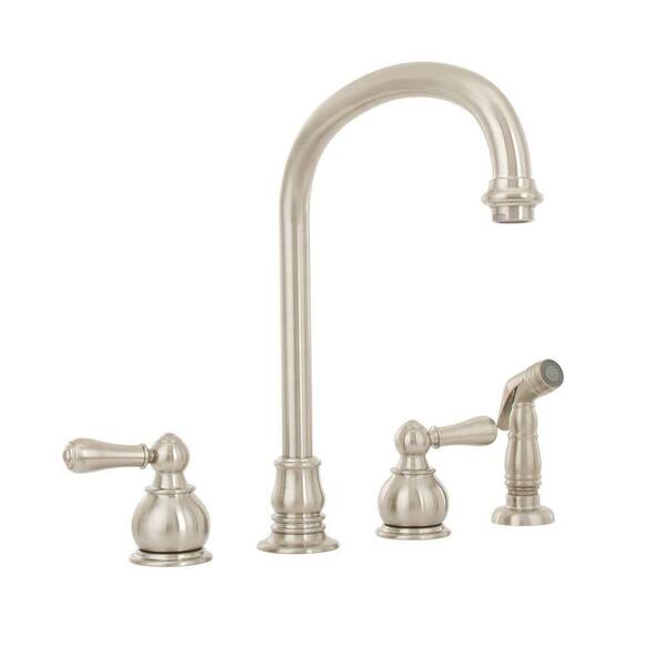 American Standard Hampton 2-Handle Standard Kitchen Faucet with Side Sprayer in Brushed Nickel