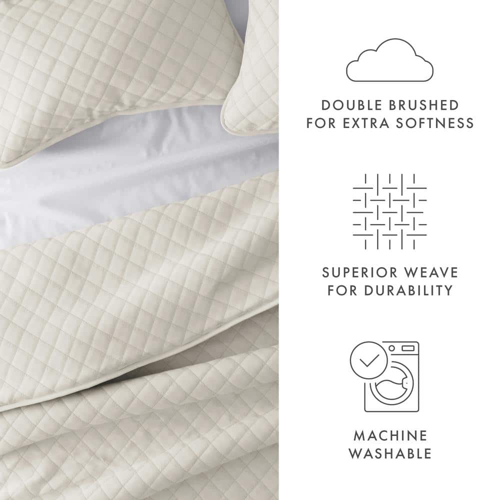 Natural Twin Microfiber Reversible Quilt Set with Shams