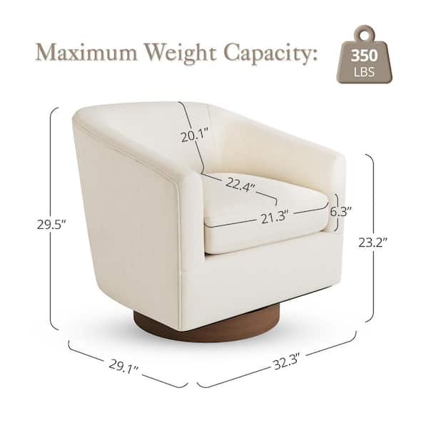 29"D x 32"W x 29"H Beige Swivel Club Chairs with Solid Wood Base Swivel Round Chair for Livingroom Bedroom (set of 2)