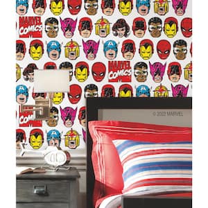 Marvel Comics Classic Faces Multicolor Vinyl Peel and Stick Matte Wallpaper 28.18 sq. ft.