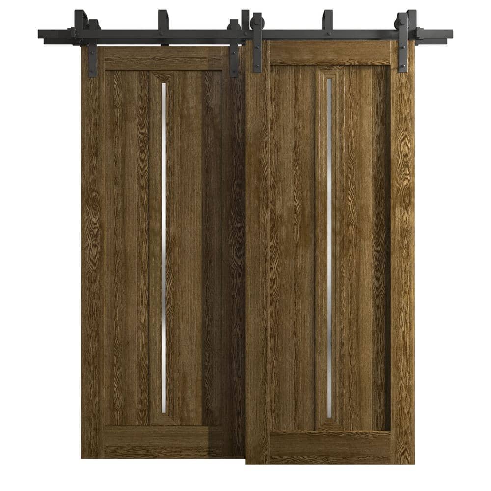 64 in. x 80 in. Frosted Glass Marble Oak Solid Wood Barn Door Slab With Hardware price history on PriceWatchPro