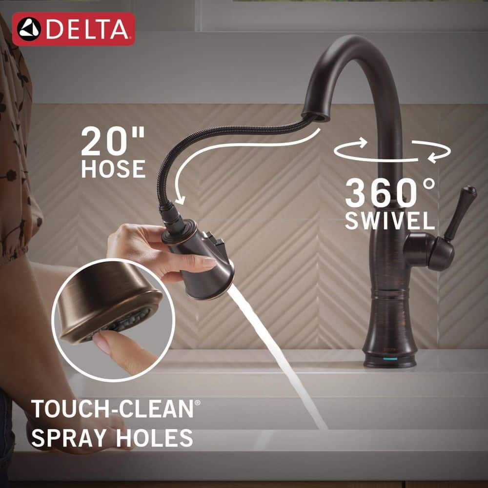 Venetian Bronze 16" Touchless Pull Down Kitchen Faucet with Ceramic Disc Valve