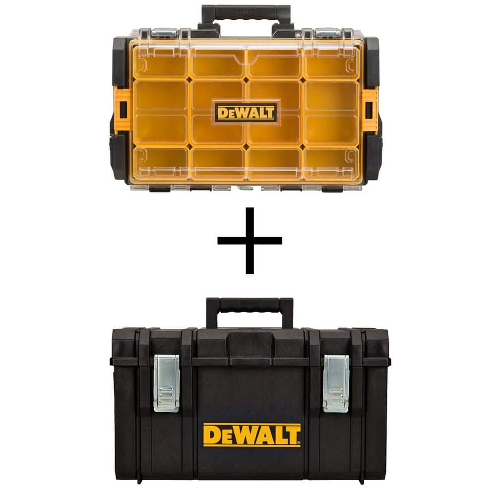 DEWALT TOUGHSYSTEM 12-Compartment Small Parts Organizer with and TOUGHSYSTEM  22 in. Medium Tool Box DWST08202W8203H The Home Depot