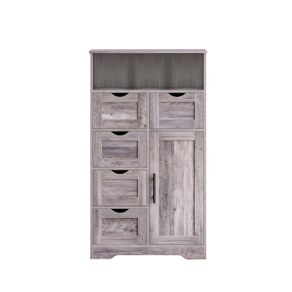 Lycvki 23.6 in. W x 11.8 in. D x 41.7 in. H Light Gray Linen Cabinet Bathroom Storage Cabinet with Drawers, Door and Shelf