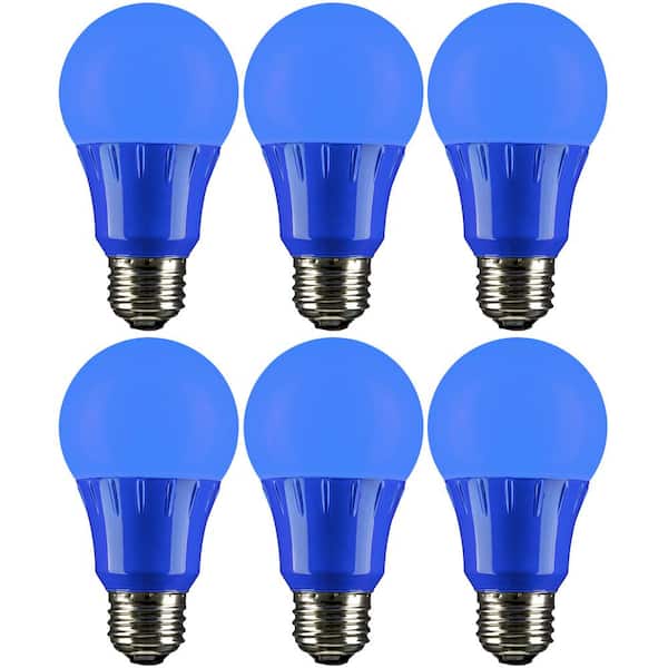 Sunlite 22-Watt Equivalent A19 LED Blue Light Bulbs Medium E26 Base in Blue (6-Pack)